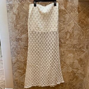 RVCA Cream Crochet Maxi Skirt